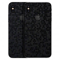Set Folii Skin Acoperire 360 Compatibile cu Apple iPhone XS (Set 2) - ApcGsm Wraps HoneyComb Black