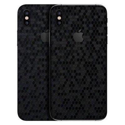 Set Folii Skin Acoperire 360 Compatibile cu Apple iPhone X (Set 2) - ApcGsm Wraps HoneyComb Black foto
