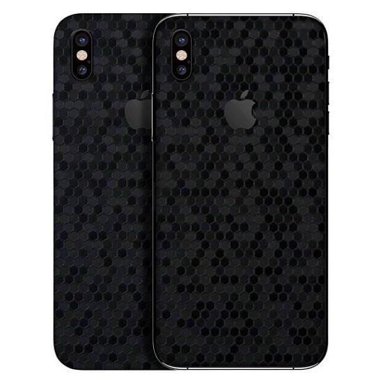 Set Folii Skin Acoperire 360 Compatibile cu Apple iPhone X (Set 2) - ApcGsm Wraps HoneyComb Black