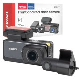 Camera auto DVR AMiO 1K + 1K Wlan Full HD cu WiFi 2.4 GHz, ecran 2,99, camera fata si spate, microSD pana la 256 GB, USB-C, G-Sensor, WDR/HDR, mod