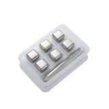 Set 6 Cuburi Gheata Inox Reutilizabile + Cleste si Cutie, 2.6cm, Argintiu - Racire Instant Bauturi Whisky