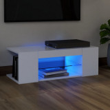 Comoda TV cu lumini LED, alb, 90x39x30 cm