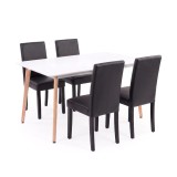 Set Sufragerie Verona 150 4+1 Leziter Alb Maro Masa 150cm Scaune Piele Sintetica