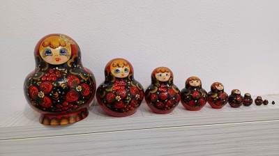 Matrioska -papusi din lemn-10 bucati foto