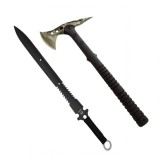 Cumpara ieftin Set topor si sabie de vanatoare, DEPOX&reg;, otel inoxidabil, 40 cm, teaca inclusa