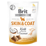 Brit Care Functional Snack Skin &amp; Coat, Krill cu Nuca de cocos, recompense funtionale fară cereale c&acirc;ini, piele și blană, 150g