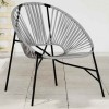Gossi scaun ou de gradina negru si gri deschis poly ratan