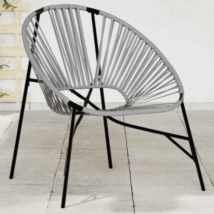 Gossi scaun ou de gradina negru si gri deschis poly ratan