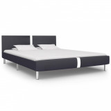 Cadru de pat, negru, 120 x 200 cm, piele ecologică, Cires, Dublu, Cu polite semirotunde, vidaXL
