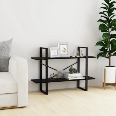 vidaXL Bibliotecă cu 2 rafturi, 100x30x70 cm, negru, lemn masiv de pin 806476 foto