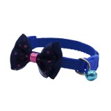 Zgarda ajustabila cu fundita pentru caini si pisici, 22-33cm/10mm, Albastru, Ropet