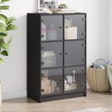 vidaXL Dulapuri &icirc;nalte cu uși, negru, 68x37x109 cm, lemn prelucrat