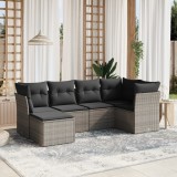 Cumpara ieftin Set mobilier grădină cu perne, 6 piese, gri, poliratan