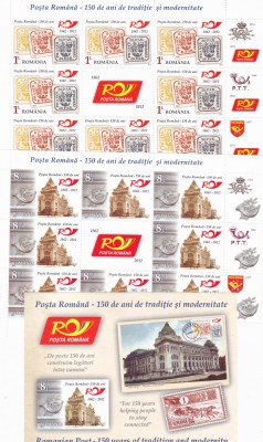 Romania 2012, LP 1953d + 1954, Posta Romana 150 de ani, minicoli + bloc, MNH! foto