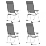 vidaXL Scaune de camping pliante, 4 buc., gri, aluminiu