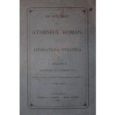 UN FRAGMENT DIN ATHENEUL ROMAN - LITERATURA = POLITICA
