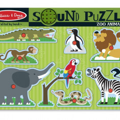 Melissa & Doug - Puzzle de lemn cu sunete Animale de la Zoo