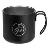 Cană Metalică &quot;Roastery Rituals&quot;, Negru, Capacitate 0,35L, Maner Curbat, Oem