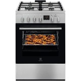 Aragaz Electrolux LKK660220X, Mixt, 4 arzatoare , Siguranta plita, Aprindere integrata, Cuptor electric, Plus Steam, AirFry, Timer, Grill electric, Cl