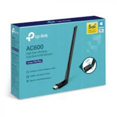 Tp-link AC600 High Gain Wireless Dual Band USB Adapter, ARCHER T2U PLUS; USB 2.0; 5dBi Antenna; Wireless Standards: IEEE 802.11b/g/n 2.4 GHz, IEEE 802 foto