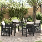 vidaXL Set de masă pentru grădină 5 pcs Negru Rattan poli