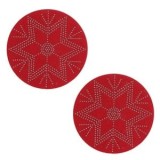 Set Suporturi Pahar Fetru Rosu cu Model Fulgi de Stras &Oslash;12cm, CMCLASS