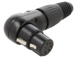 Mufă XLR Mamă 5 Pin 90&deg; pe Cablu Neagră, CLIFF