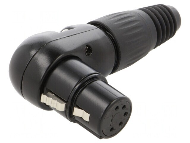 Mufă XLR Mamă 5 Pin 90&deg; pe Cablu Neagră