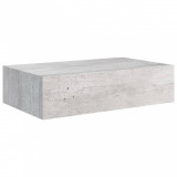 Dulap de perete cu sertare, gri beton, 40x23,5x10 cm, MDF