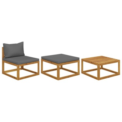 Gossi set mobilier de gradina cu perne, 3 piese, lemn masiv de acacia foto