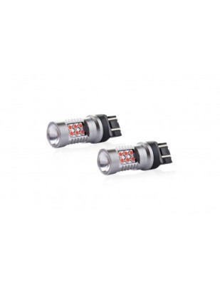 Set 2 becuri Led Auto Rosu T20 W21/5W Canbus cu 24SMD dubla intensitate 12-24V Rosu foto