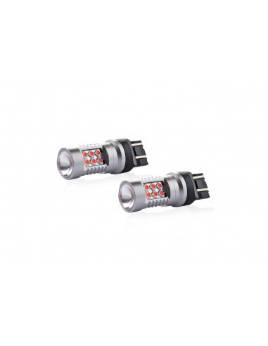 Set 2 becuri Led Auto Rosu T20 W21/5W Canbus cu 24SMD dubla intensitate 12-24V Rosu