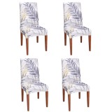 Set 4 huse pentru scaun, marime universala, poliester si spandex, 38x70cm, alb, nuante de bleumarin, galben Household NewTrend
