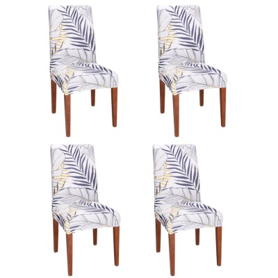 Set 4 huse pentru scaun, marime universala, poliester si spandex, 38x70cm, alb, nuante de bleumarin, galben Household NewTrend foto