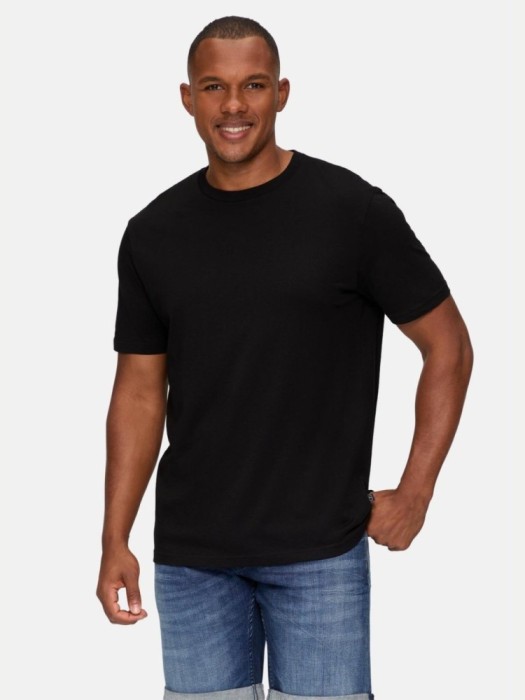 Tricou barbati cu decolteu la baza gatului si croiala Regular fit, Negru, S