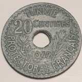 3293 Tunisia 20 centimes 1942 Ahmad II 1361 zinc km 268, Africa