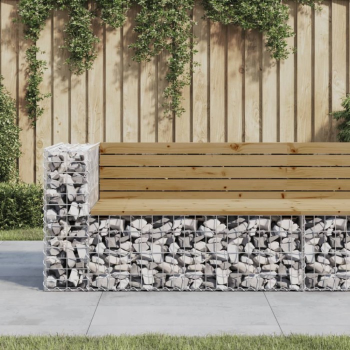 vidaXL Bancă de grădină design gabion 122x71x65,5cm lemn pin impregnat 834385
