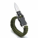 Cumpara ieftin Bratara supravietuire pentru camping, cutit inclus - Verde, Oem