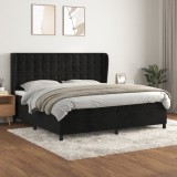 vidaXL Pat box spring cu saltea, negru, 200x200 cm, catifea 3129473
