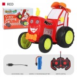 Tractor saritor, cu telecomanda, cu lumini si muzica vesela rosu, Oem