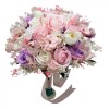 Buchet mediu personalizabil cu trandafiri, mini bujori, hortensie , flori de cires si floarea miresei (Alb, Roz), Eventissimi&reg;