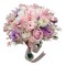 Buchet mediu personalizabil cu trandafiri, mini bujori, hortensie , flori de cires si floarea miresei (Alb, Roz)