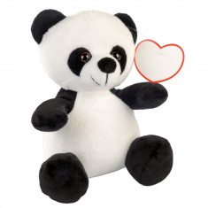 Ursulet Panda de Plus, inaltime 20 cm, Kidonero, Colectia &amp;amp;quot;Micul meu prieten&amp;amp;quot;, 20FEB0115, Poliester, Alb, Negru, radiera inclusa foto