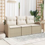 Cumpara ieftin Set de canapele pentru grădină cu pernă 3 pcs Bej Rattan poli