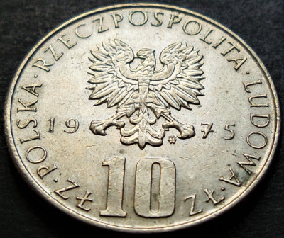 Moneda 10 ZLOTI - POLONIA, anul 1975 * cod 465 = BOLESLAW PRUS foto