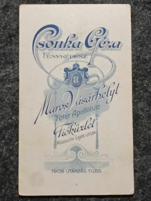 1908 - Targu Mures, fotograf Csonka Geza (jud. Mures) foto
