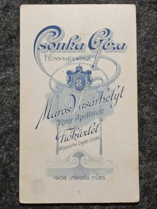 1908 - Targu Mures, fotograf Csonka Geza (jud. Mures)