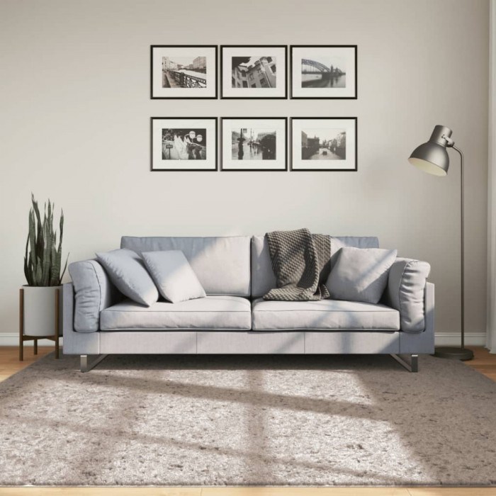 vidaXL Covor pufos &quot;PAMPLONA&quot; cu fire &icirc;nalte, bej modern, 200x200 cm