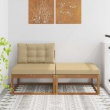 vidaXL Canapea Sectionala Modulabila Lemn Acacia Natural Set 2 Bucati Gradina Exterior