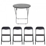 Masa plianta rotunda cu 4 scaune blat mdf 60x65cm negru Zilan ZLN6951_4S